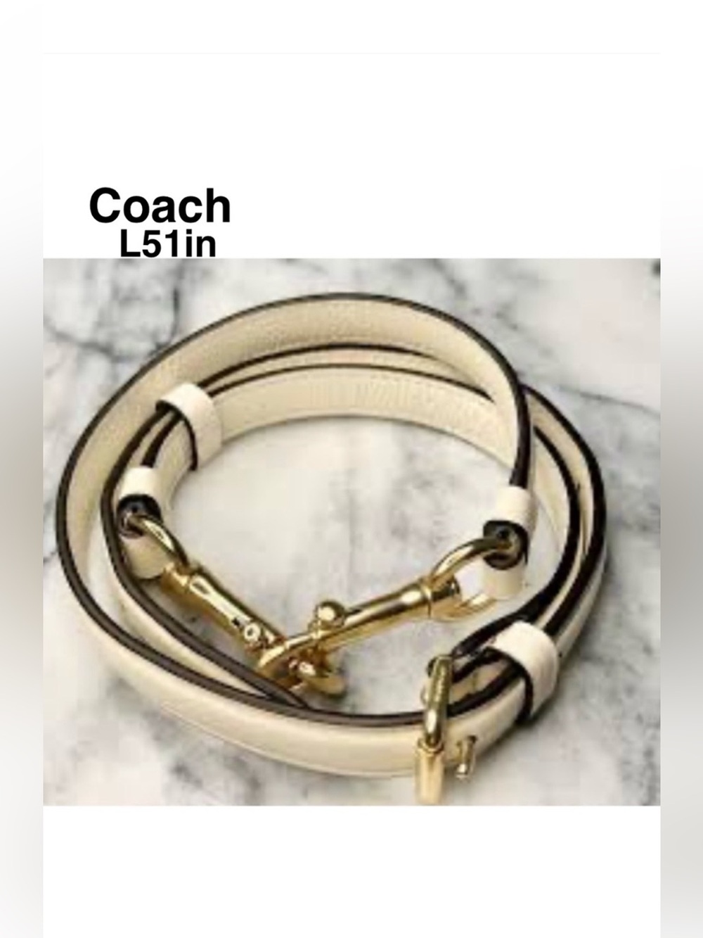 Coach pebbled leather crossbody replacemet Strap off white L51XW0.75in ⭐️⭐️⭐️⭐️